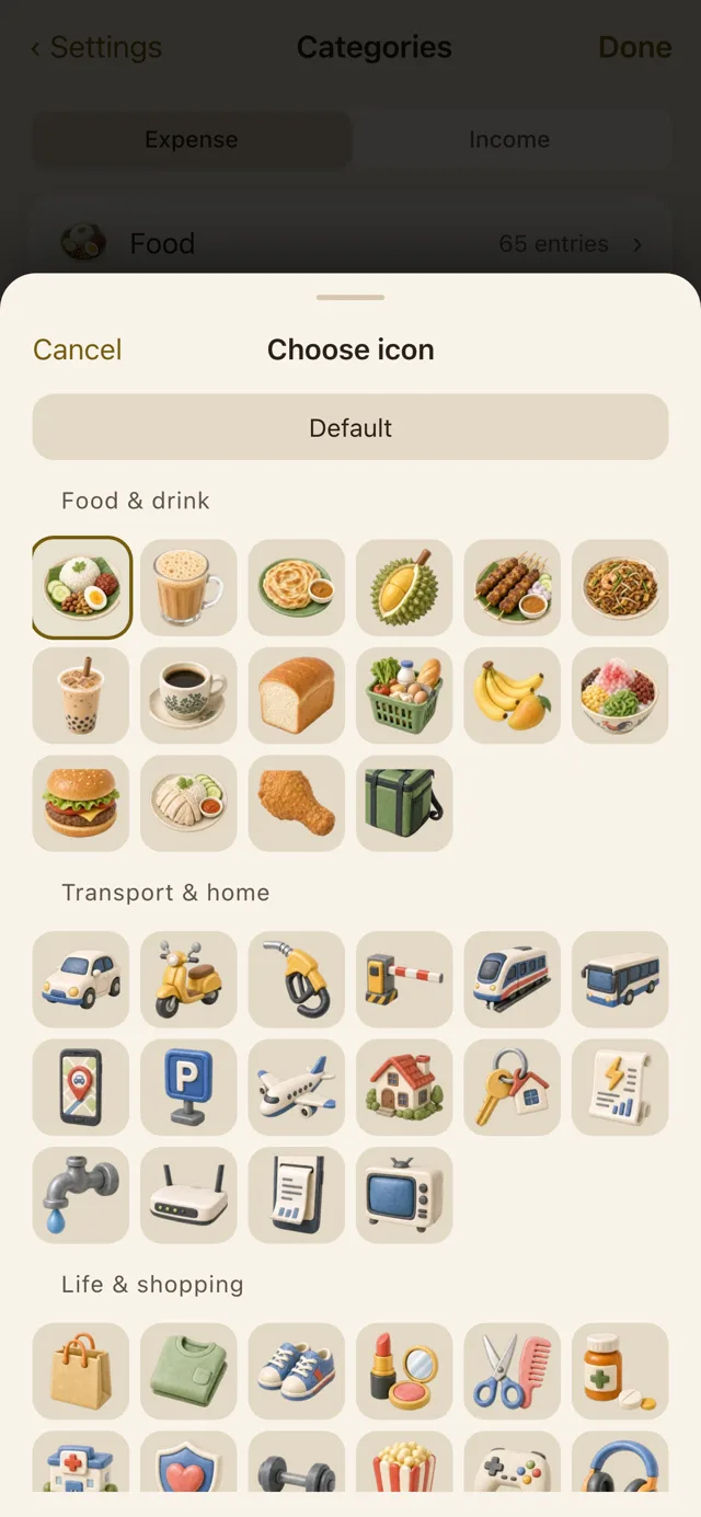 Pro 3D category icon picker